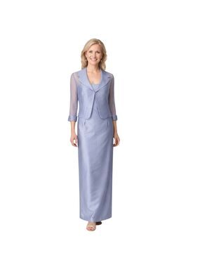 Vintage 90s Patra Periwinkle Satin Gown and Beaded Organza Jacket 6P